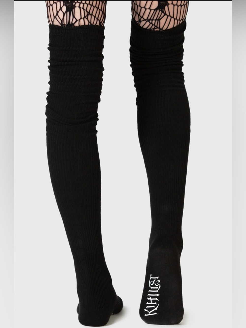 KIHILIST Black Over The Knee Socks One Size
